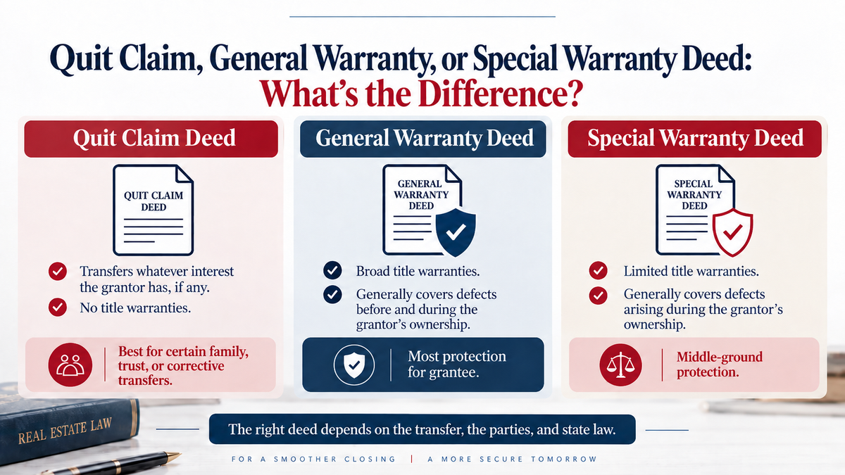 Quit Claim, General Warranty, or Special Warranty Deed: What’s the Difference?