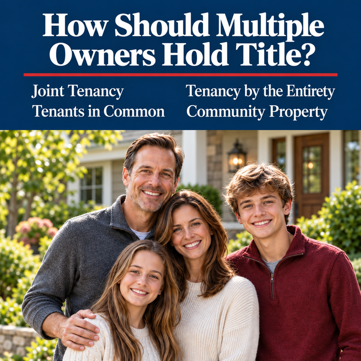 How Should Multiple Owners Hold Title? Joint Tenancy, Tenants in Common, Tenancy by the Entirety, and Community Property