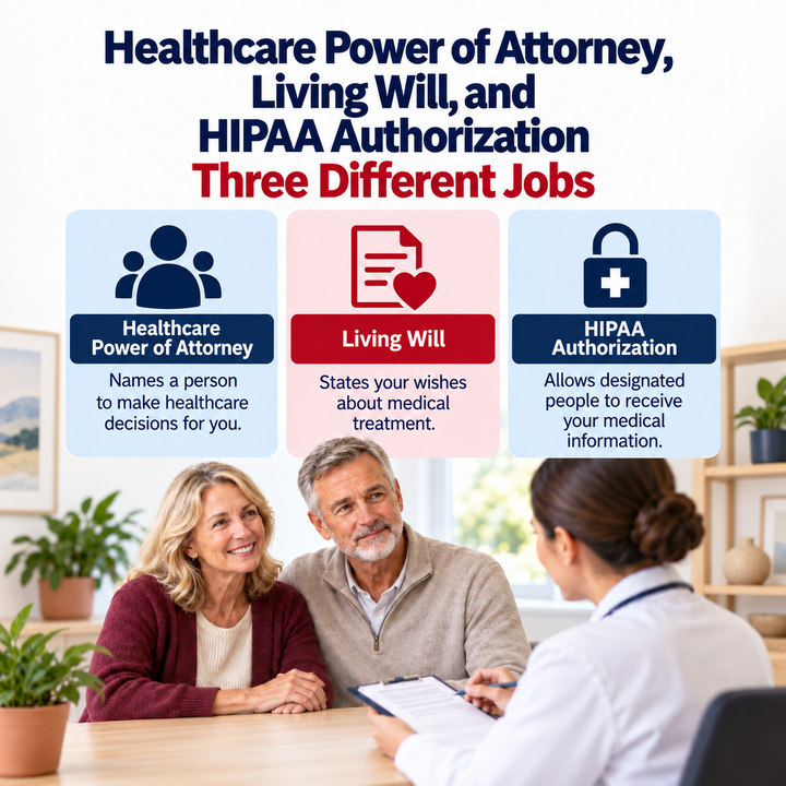 Healthcare POA, Living Will, and HIPAA Authorization: 3 Different Jobs