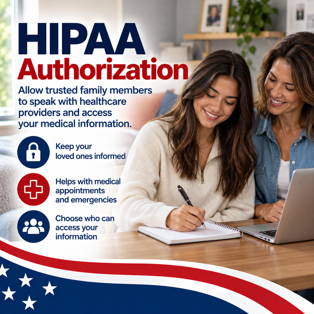 HIPAA Authorization for young adults to allow trusted family members access to medical information and communicate with healthcare providers
