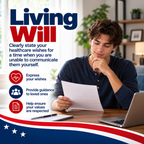 Living Will for young adults to clearly state healthcare wishes, guide loved ones, and help ensure personal values are respected